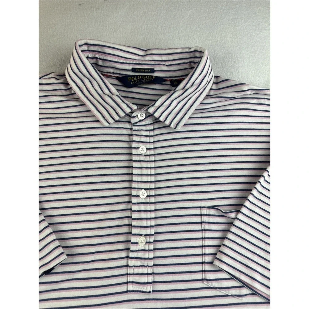 Polo Golf Ralph Lauren Stretch Lisle Short Sleeve Polo Striped Men's SIze XXL